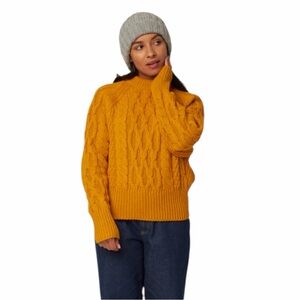Peregrine Mustard Cable Knit Wool Fisherman Sweater